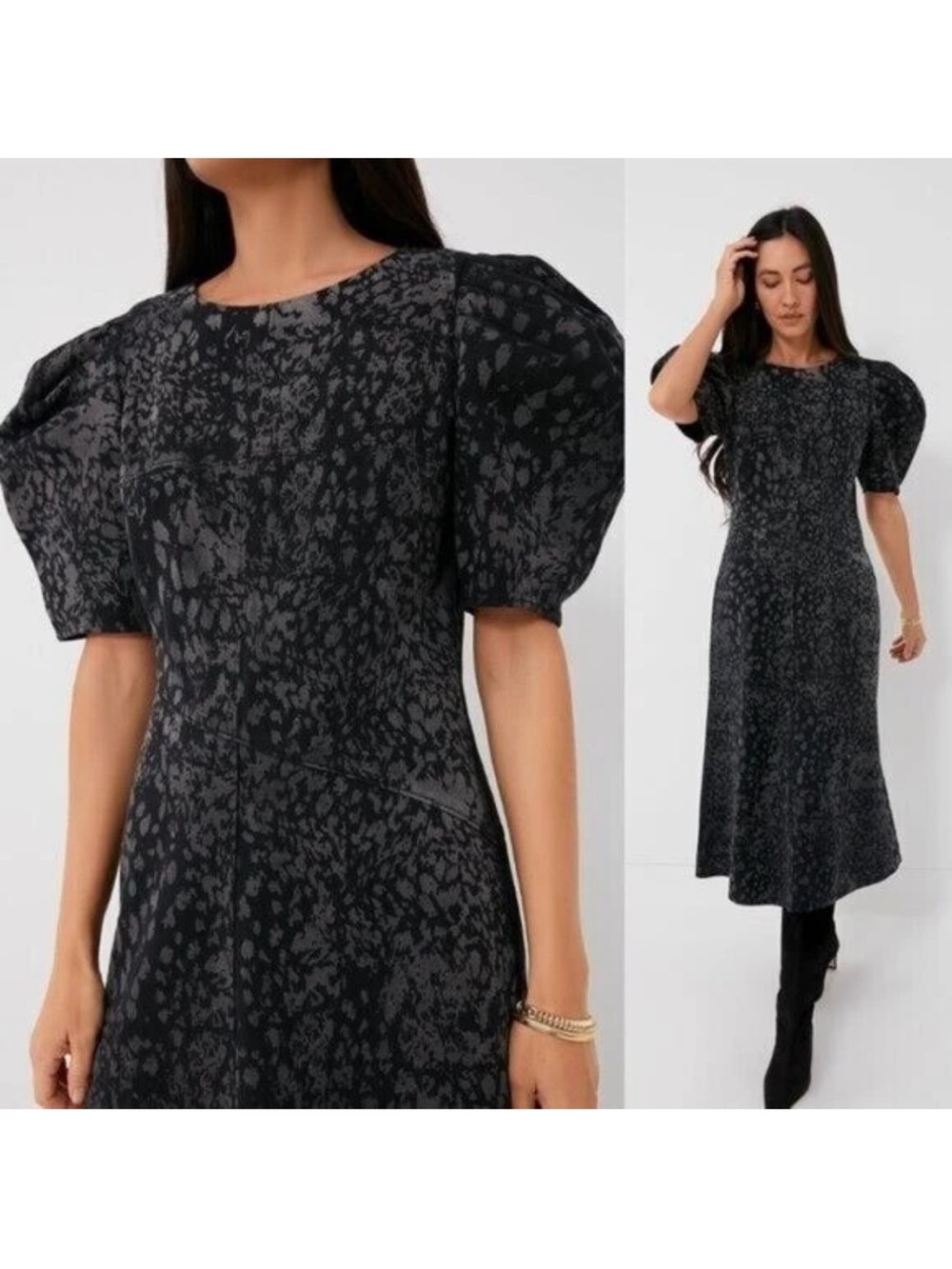 NWT En Saison size S Harlow denim midi dress in black